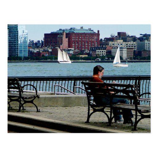 Relaxing by the Manhattan Skyline Post Cards