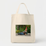 Relaxing Gnome with Santa Cap Canvas Bag
