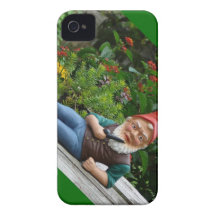 Relaxing Gnome with Santa Cap iPhone 4 Case-Mate Case