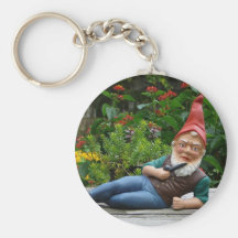 Relaxing Gnome with Santa Cap Key Chain