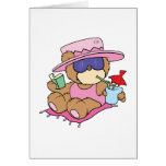 relaxing on vacation teddy bear girl design card