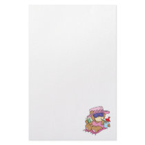 relaxing on vacation teddy bear girl design stationery