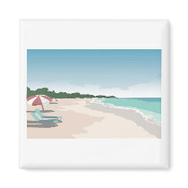 Relaxing Tropical Beach Scene magnets