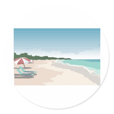 Relaxing Tropical Beach Scene Stickers by White_Wedding