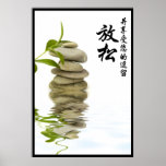 Relaxing Zen Stone with Chinese Characters Print