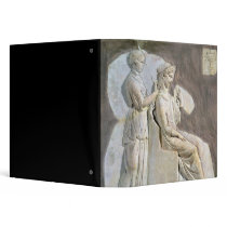 Relief depicting a woman at her toile 3 ring binder