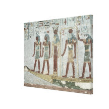 Relief depicting Khnum in a funerary  barque Stretched Canvas Print