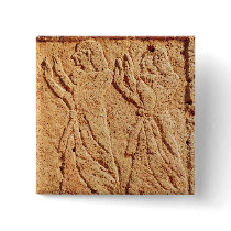Relief depicting servant paying homage to the button