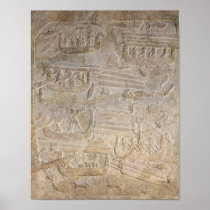 Relief depicting the unloading of wood posters