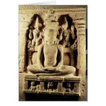 Relief depicting Tirthankara Mahavira Greeting Cards