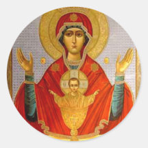 religeous icon holy mary and child round sticker