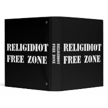 Religidiot Free Zone binders