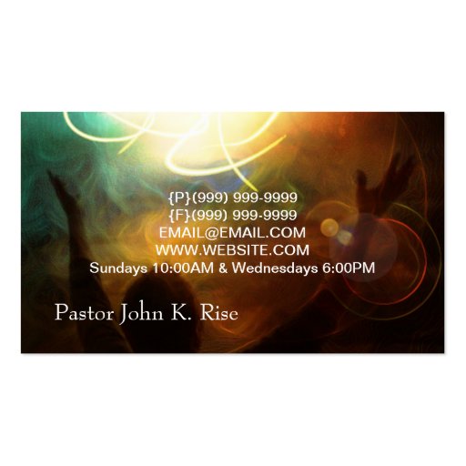 Religion Christian Pastor Spiritual Church Praise Business Card Templates (back side)