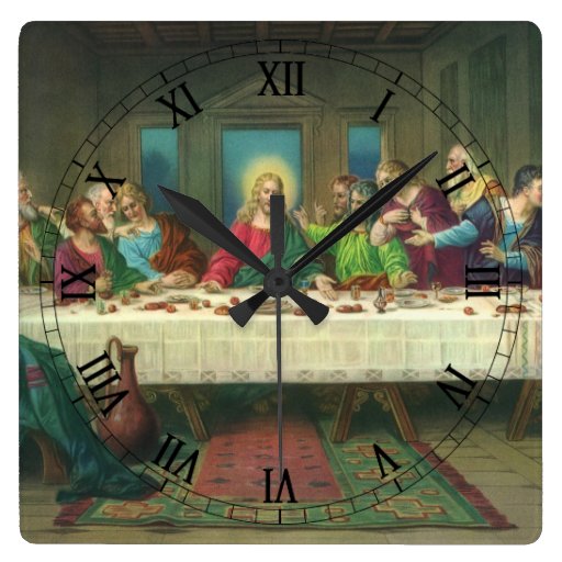 Religión del vintage, última cena con Jesucristo Reloj Cuadrado