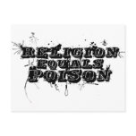 Religion Equals Poison Postcards