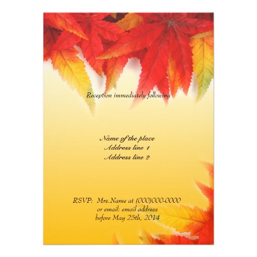 Religion's wedding invitation,fall red leaves