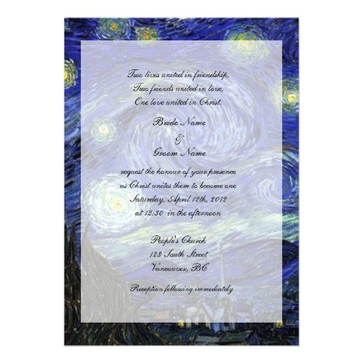 Religions wedding invitation, Starry Night