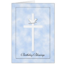 Religious Brithday Card  - Cross & Dove