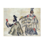 Religious ceremony with rooster Ukiyo-e. Postcards