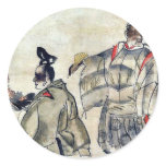 Religious ceremony with rooster Ukiyo-e. Sticker
