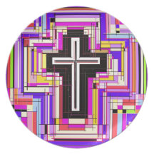 religious christian cross dinner plates