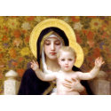 halos drawn around Mary and baby Jesus - religious art