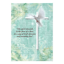 Religious confirmation dove custom invitations