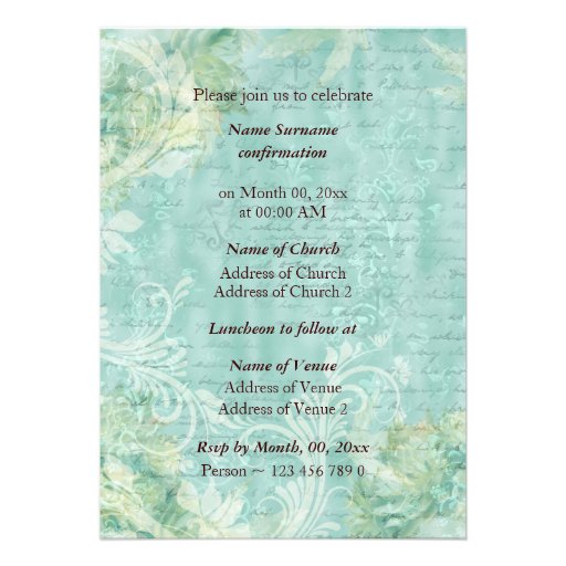 Religious confirmation dove custom invitations