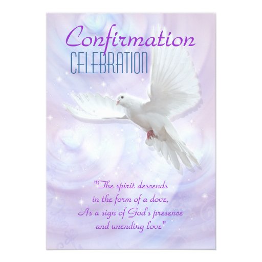 Religious confirmation dove custom invitations (front side)