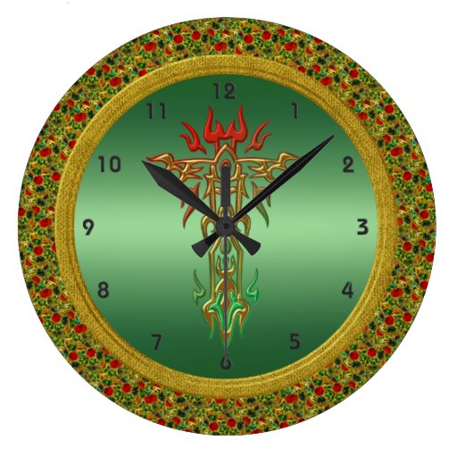 Religious Cross Wall Clock Zazzle