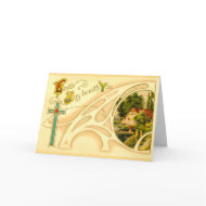Religious Easter with Cross & Vignette card