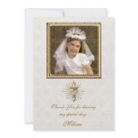Religious Ivory Damask Photo Card Personalized Announcements
