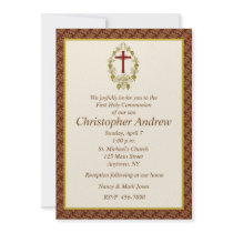 Religious Maroon Border Personalized Invitations