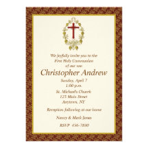 Religious Maroon Border Personalized Invitations