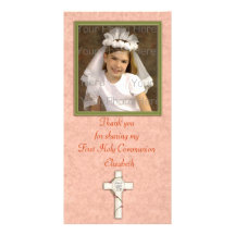 Religious Peach White Cross Photo Card Template