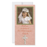 Religious Peach White Cross Photo Card Template