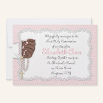 Religious Pink Rosary Beads invitations