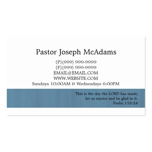 Religious Religion Christian Pastor Christianity Business Card Templates (back side)
