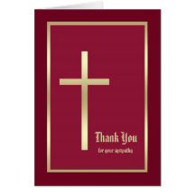 Religious Sympathy Thank You Note Card, Burgandy