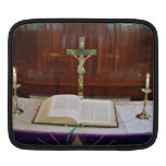 Religous Altar with Bible, Cross and Candles Sleeve For iPads