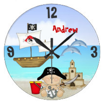 Reloj de pared personalizado de la playa del pirat
