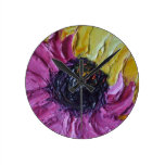 Reloj de pared púrpura del flor de Roberto