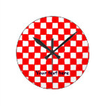 reloj de pared (rojo) a cuadros del modelo