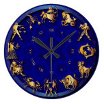 Reloj del zodiaco de la resplandor del azul y del 