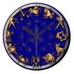 Reloj del zodiaco de la resplandor del azul y del 