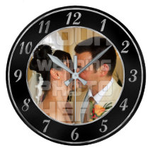 Reloj elegante de la foto de la bodas de plata neg