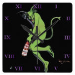 Reloj verde del ajenjo del diablo de Maurin Quina  Relojes De Pared