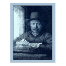 Rembrandt Drawing at a Window Postcards