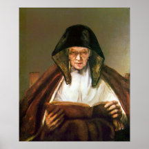 Rembrandt - Old woman reading Posters