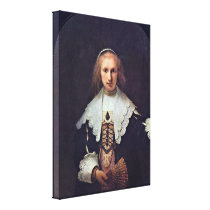 Rembrandt van Rijn - Portrait of Agatha Bas Stretched Canvas Print